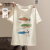 Damen Rundhals Kurzarm T-Shirt mit Aufdruck