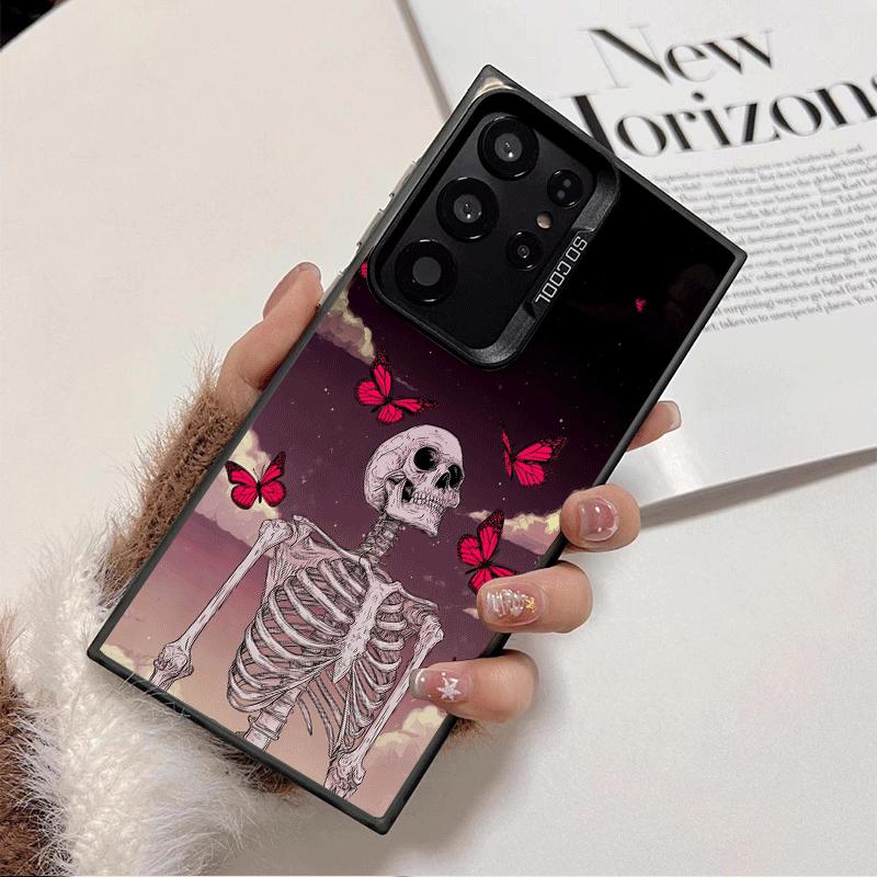 Floral Skull Flower Skeleton Shockproof Phone Case for Samsung Galaxy S26 Edge S25 Ultra S24 FE S23 Plus S21 Cover Anti Fall Fun