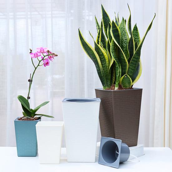 Self-Watering Plant Pot with Drainage Holes Automatic Watering Flowerpot Water Storage Planter for Indoor Outdoor Plants