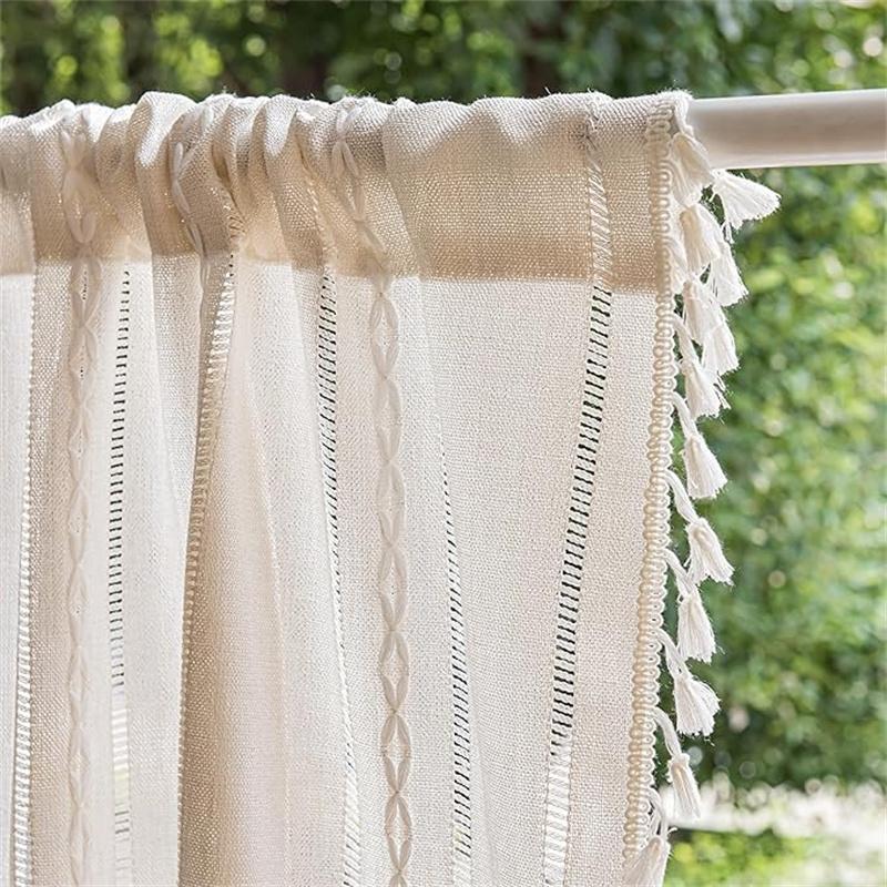 Home Door Curtain for Doorway, Light-filtering Privacy Curtain Bohemian Embroidered Curtain Decoration, Suitable for Temporary Room Dividers,