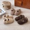 Girls Winter Warm Fuzzy Slipper Shoes With Soft TPR Sole Magic Tape Toddlers Kids