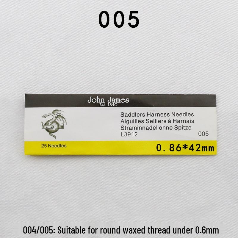 JohnJames Leather Round Head Hand Sewing Needles - Pack of 25 for Leather Stitching