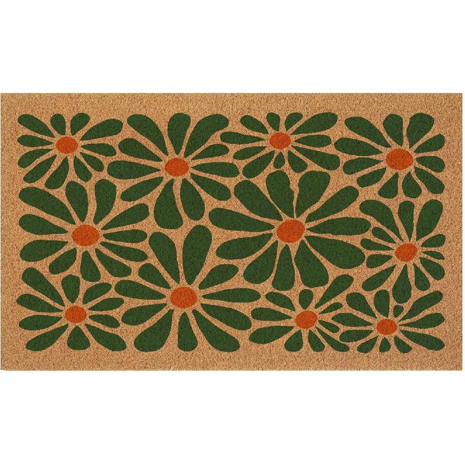Haukea Boho Door Mat Retro Floral Outdoor Welcome Mats for Front Door Cute Doormat Outside Entrance Non Slip Door Mats for Outside Entry Porch Back
