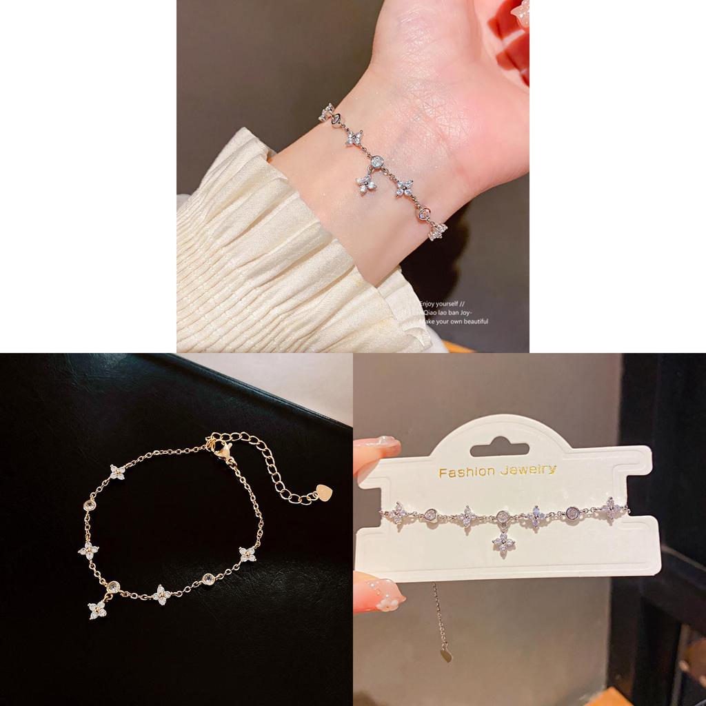 Natural Moon Star Zircon Bracelet For Women With Shimmering Stones And Elegant Style