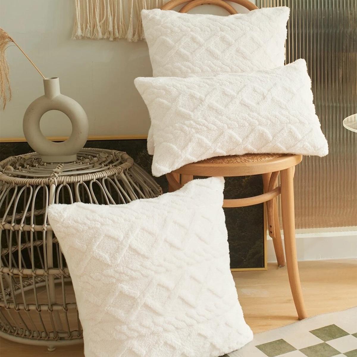 

1 шт. сплошной жаккардовый наполнитель и геометрический узор наволочка для подушки Piliow с высоким качеством для дивана и кровати без вставки 45*45cm белый