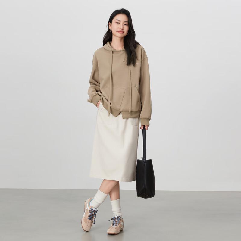 Elva' Island Women's Elastic Waist Utility Midi Skirt