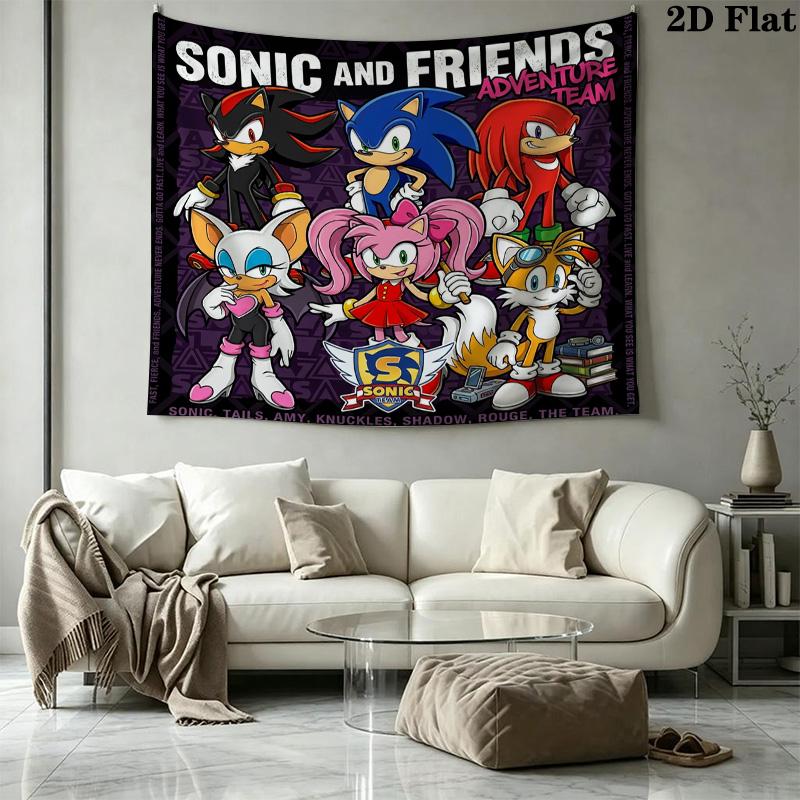 Sonic Hedgehog Wall Tapestry Aesthetic Wall Hanging Printed Fabric Blanket Decorative Tapestries For Bedroom Living Room Home Decor