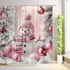 JY01Christmas Cute Snowman Shower Curtains Santa Claus Winter Snowflake Snow Scenery Cedar Reindeer Xmas Bathroom Decor With H@1
