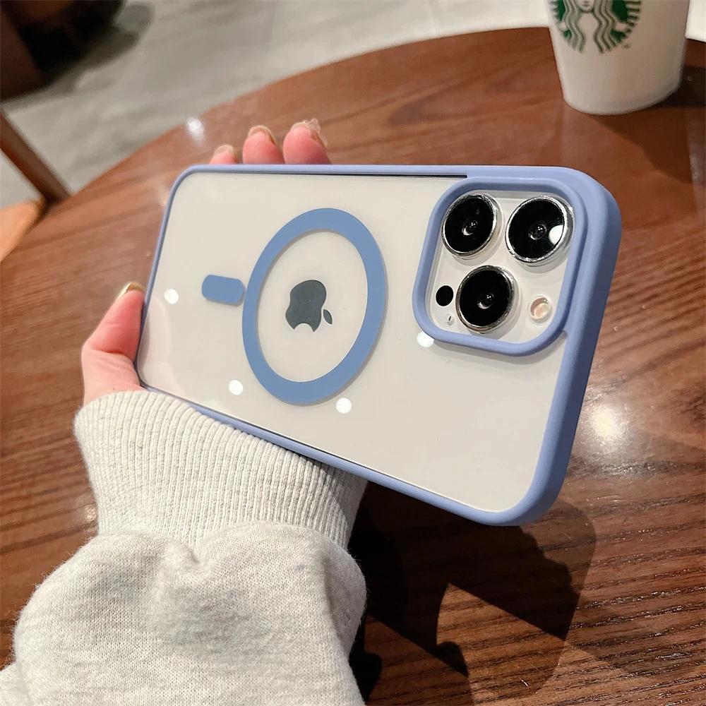 Luxury Clear Wireless Charge For Magsafe Case For iPhone 15 14 13 12 11 Pro Max 15 Plus Magnetic Shockproof Bumper Cases Cover