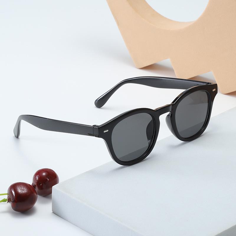 New fashionable retro color matching round frame children's sunglasses personalized rice nails anti-ultraviolet sweet cool baby sunglasses tide