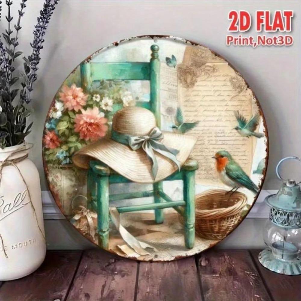 Iron Wall Art Decor Waterproof Vintage Floral Bird Print Metal Sign for Home Bar Cafe Shop