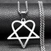 Goth Heartagram Star Dangle Hoop Earring Women Stainless Steel Black Color Rock Music Band HIM Fans Earrings Jewelry E2613S03