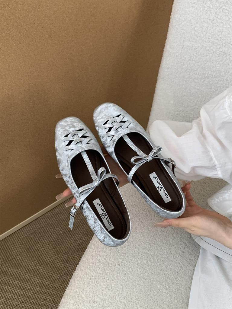 Fashion IPPEUM Ballet Flats For Women Square Toe 2025 New Fashion PU Leather Mary Janes Ballerina Flat Shoes