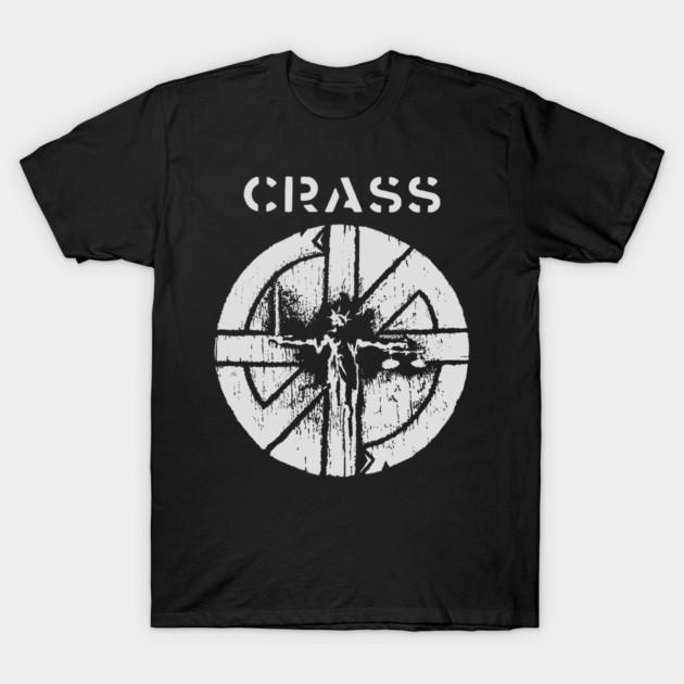 Asian Size Men Black Print T-shirt Crass Vintage No-Cut Print Cotton Tshirt S
