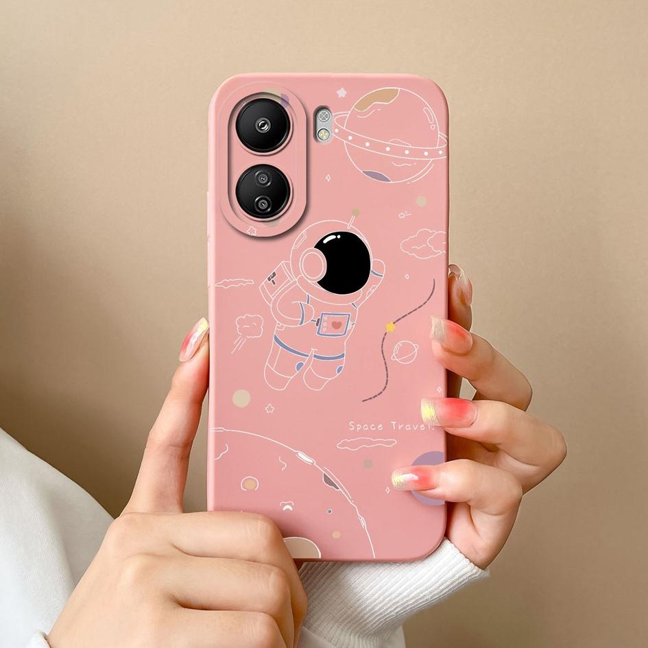 Για Xiaomi Redmi K70 Pro K70E 13C Note 13 Pro+ K60 Ultra 13R Πίσω κάλυμμα Luxury Matte Liquid Silicone Protective Astronaut Bumpers