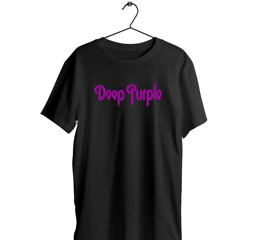 Deep Purple logo Black 100 cotton TShirt short sleeve Hard Rock Tee gift XL