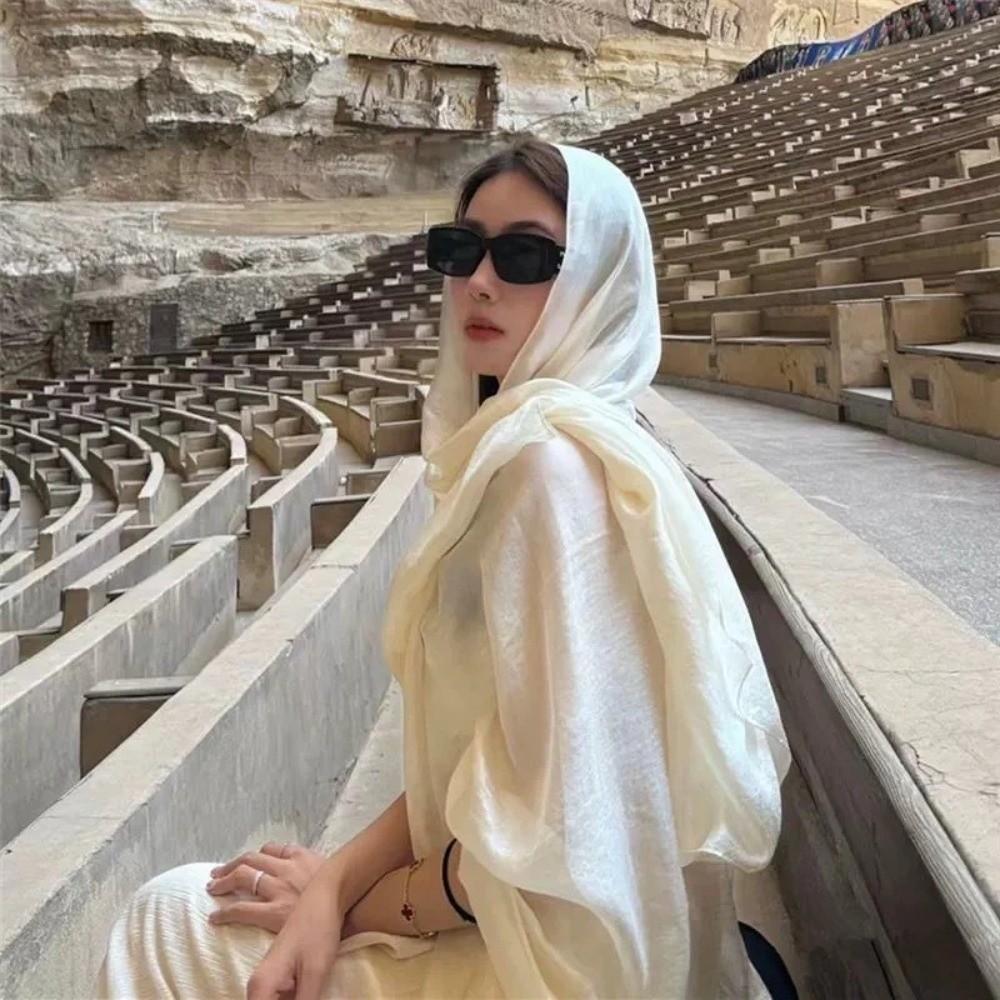 Sun Protection Female Beach Shawl Pure Color Plus Size Hijab Fashion Women Plain Scarf