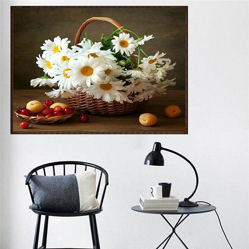 DIY Diamond Painting Cross Stitch Resin Needlework Pictures Diamond Embroidery Daisy Flower Mosaic Crafts