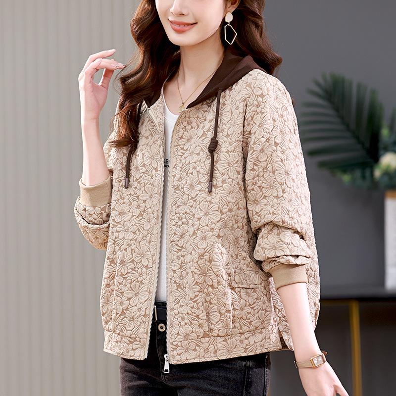 Women's Spring 2024 Fashionable Chinese Jacquard Hooded Jacket