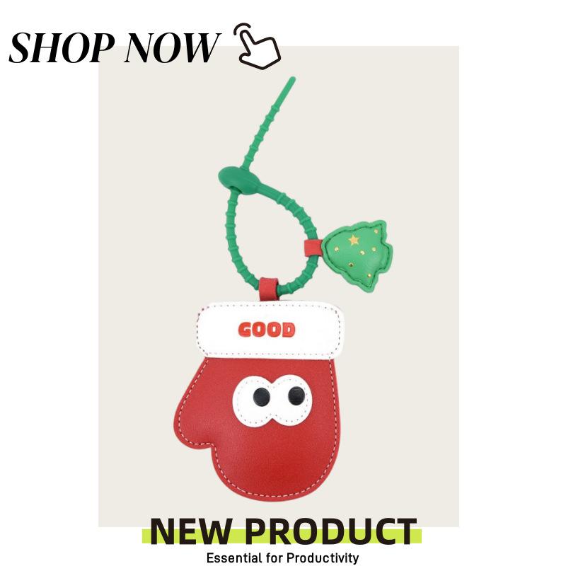 

Christmas Stockings Keychain Christmas Gloves New Cute Cartoon Pu Leather Storage Pendant Jewelry Pendant