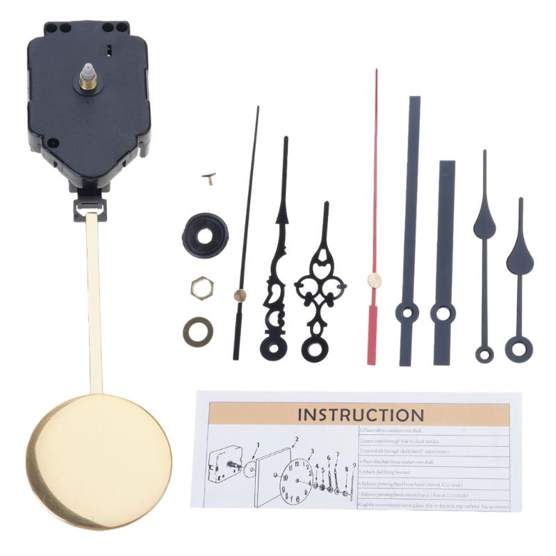 DIY Clock Repair Parts Quartz Pendulum Clock Movement Kit Replacement with 3 Pairs Hands and Pendulum Easy To Install