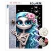 DIY Pearl Bead Art Canvas Blue Hair Floral Girl Pattern Frameless 3D Painting Kit for Bedroom Living Room Wall Decor Craft Supplies