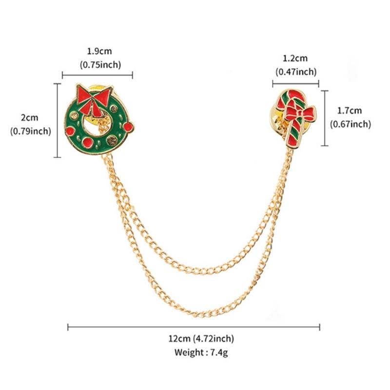 Fashion Christmas Brooch Tassels Chain Clothing Pin Santa Tree Wreath Gift Badges Lapel Pin Party Jewelry Festive Pin