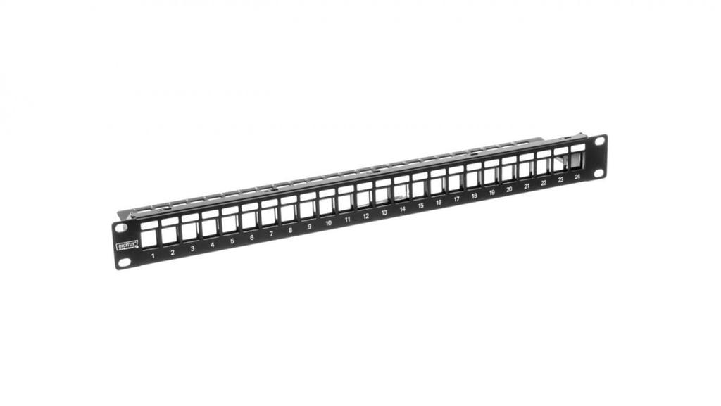 Patch Panel Pusty 19 Cali 24X Keys 1U Czarny (Ral 9005) Dn-91411