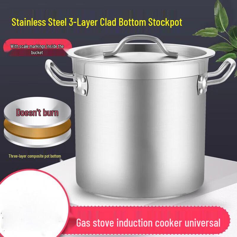 

GUAIKEAI Double-Bottom Stainless Steel Soup Pot with Lid