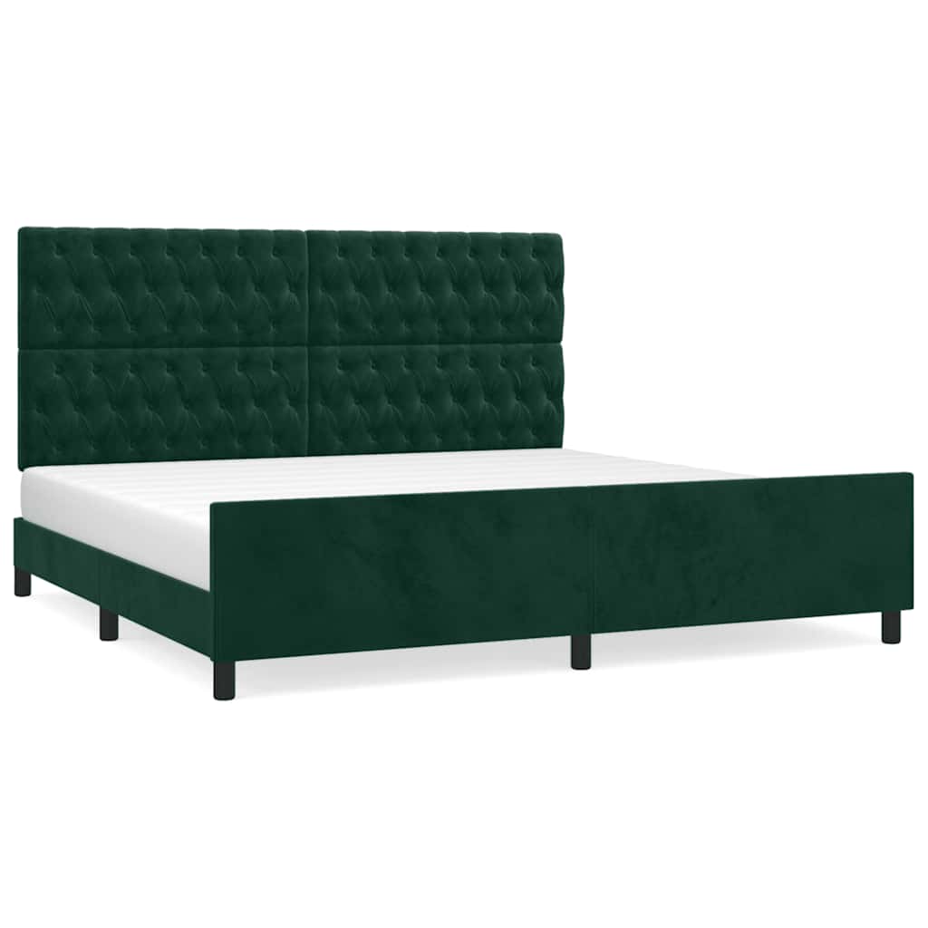 Bed Frame without Mattress Dark Green 200x200 cm Velvet