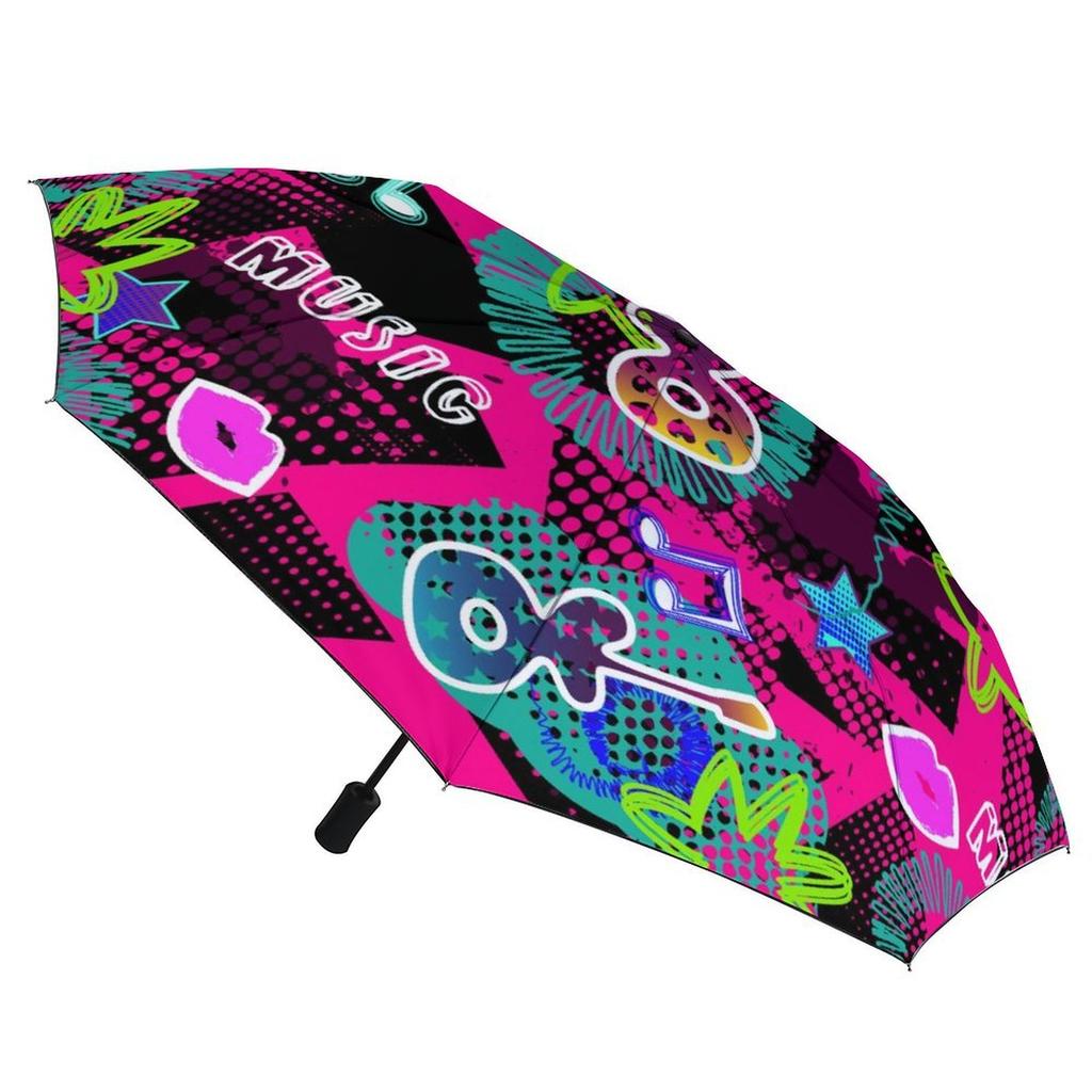 1 Pack Automatic Umbrella With Anti Uv Surface And Stable Ribs For Outdoor Travel With Modern Graffiti Feel