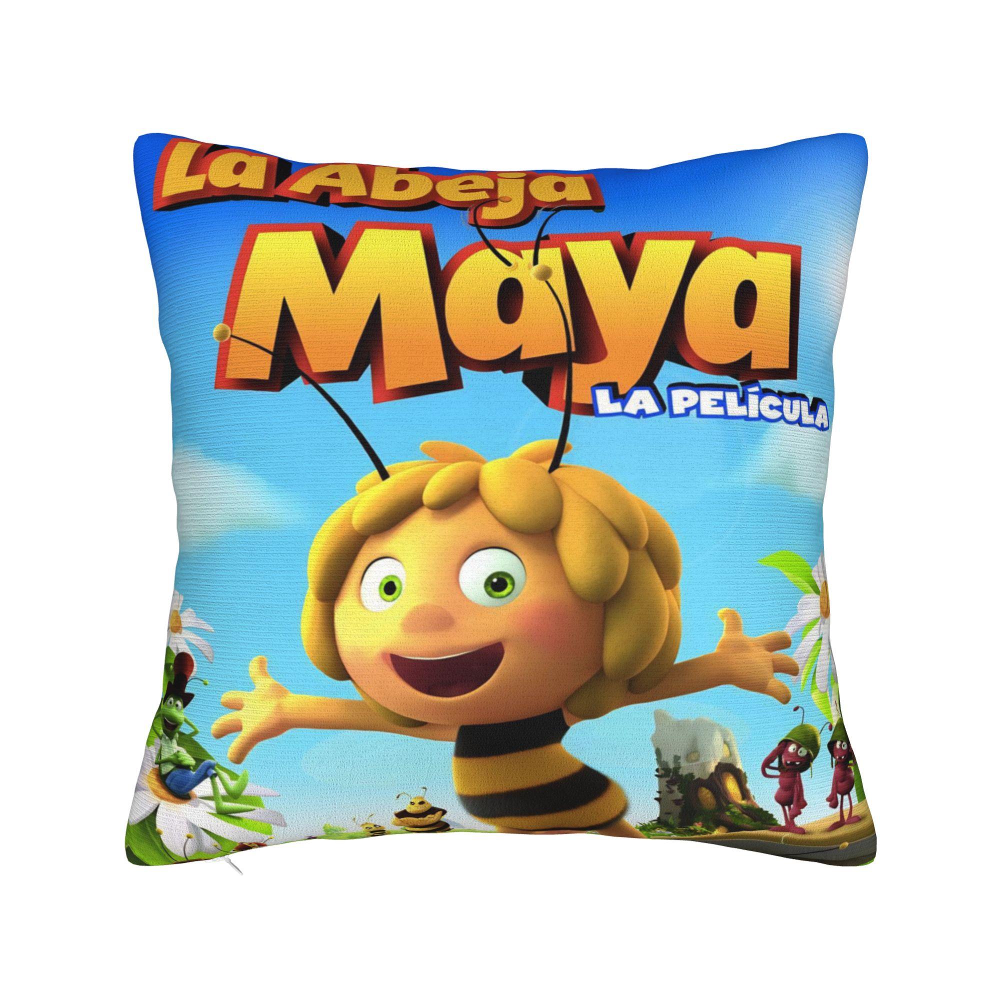 

Decorative Pillow Cover Maya The Bee With Flower Cartoon Accessories Bedroom Throw Pillow Case Cover Square Style Multiple Sizes 12x12Inch