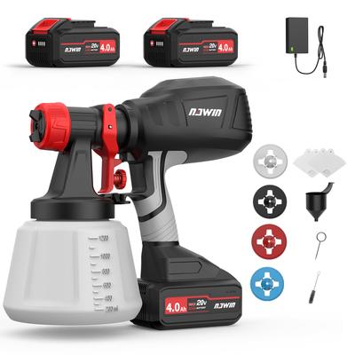 Pulverizator Electric Fără Fir Navin 20V Pulverizator Electric Reîncărcabil Vopsea 1200ml Mare Compatibil cu și Pulverizare Reglabilă Trei Pulverizări Patru Include Două Baterii
