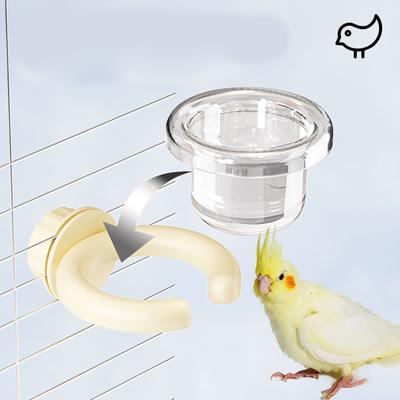 Kelepçeli Plastik Kuş Kafesi Yemlik Kase, Papağanlar, Kakadular ve Küçük Kuşlar İçin Kolay Takılır Şeffaf Besleme Kabı