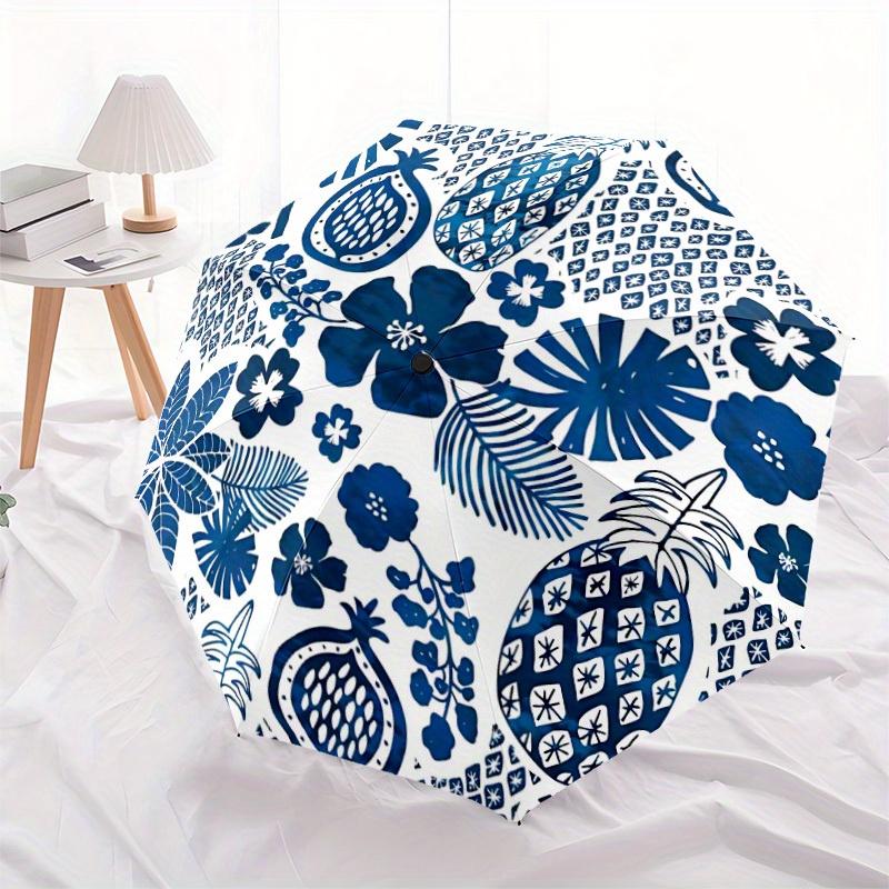 1pc Pineapple Floral Automatic Open/Close Umbrella with One Touch Button,, Windproof Design   Lightweight Portable Umbrella for Women & Men6133