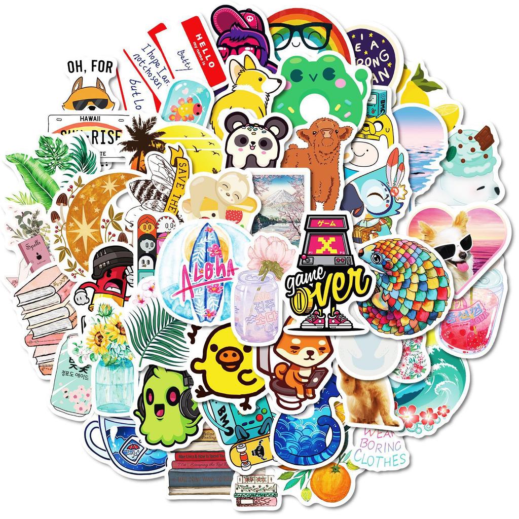 50 Leaves Small Fresh Series Stickers PP Waterproof Decorative Stickers Mobile Phone Case Refrigerator Trunk Water Cup