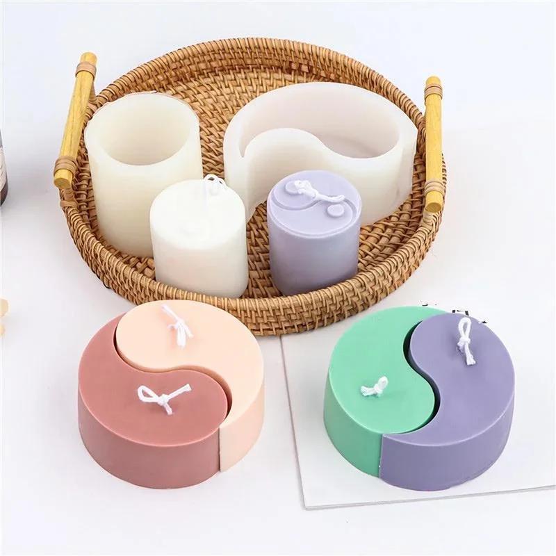 Kreative handgefertigte Tai Chi Fisch Silikon Kerzenform Desktop Dekoration Gips Harz Aromatherapie Gips Kerze Silikonformen