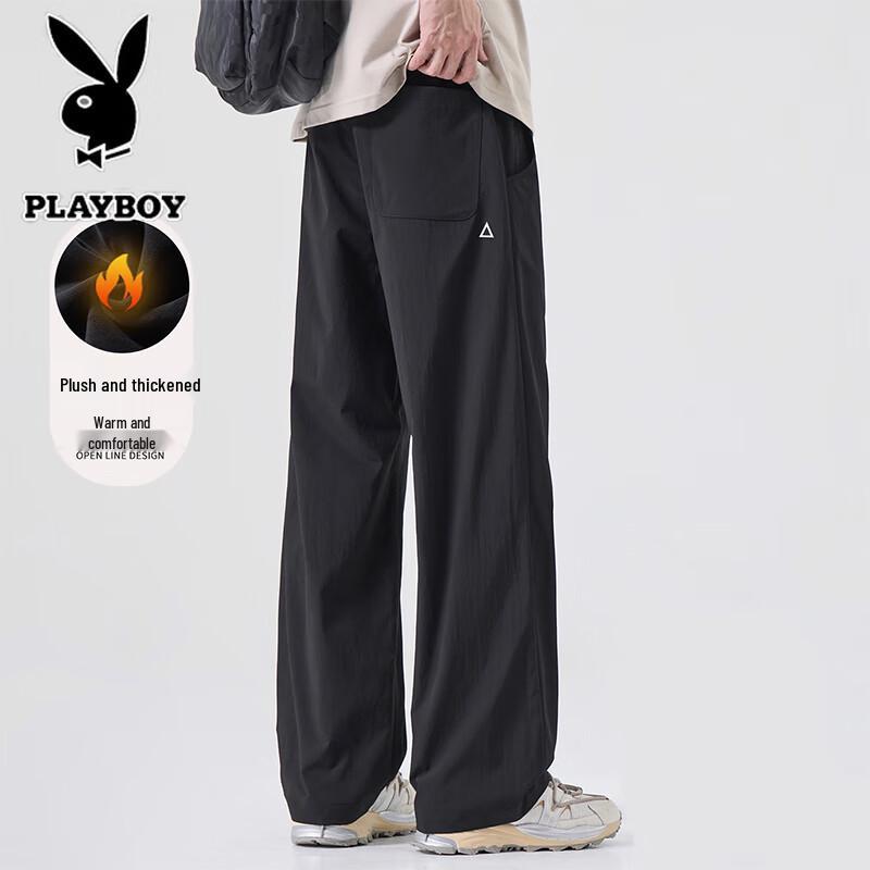 PLAYBOY Men's Fleece-Lined Straight-Leg Casual Pants