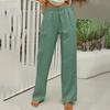 Pantaloni Casual da Donna alla Moda, Colorati, Vita Elastica, Cotone e Lino, Gamba Dritta Larga