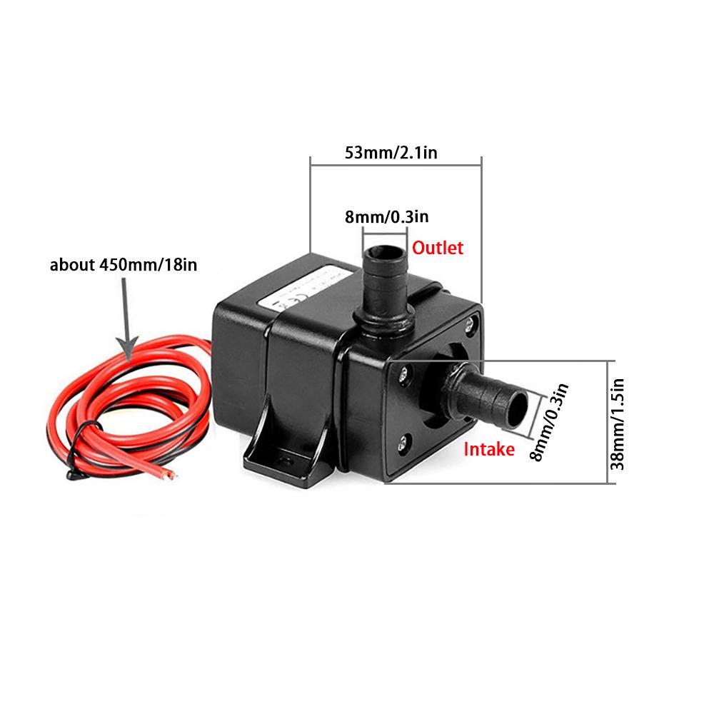 Mini pompă de apă electrică fără perii, 240 L/H, 12V 5W, pentru acvariu, acvariu, bazin, fântână hidroponică, microsubmersibilă neagră