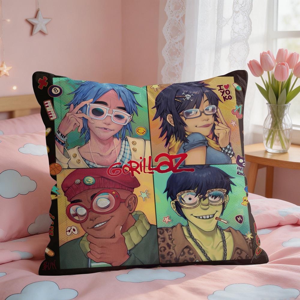 GGorillaz Band Anime Cushion Cover Square Short Plush Pillow Case Living Room Sofa Home Decor Funda X