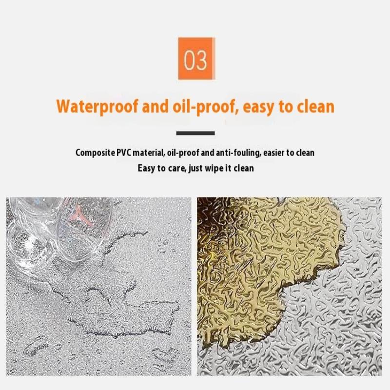 Kitchen Wallpaper Self Adhesive Aluminum Foil Oil Proof Waterproof Stickers For Countertop Drawer Cabinets Shelf Line