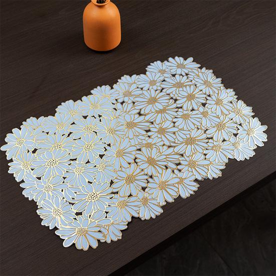 PVC Placemats Insulated Table Protectors Blooming Flowers Anti-slip Bowl Pad Stain Proof Drink Coaster Elegant Home Decor