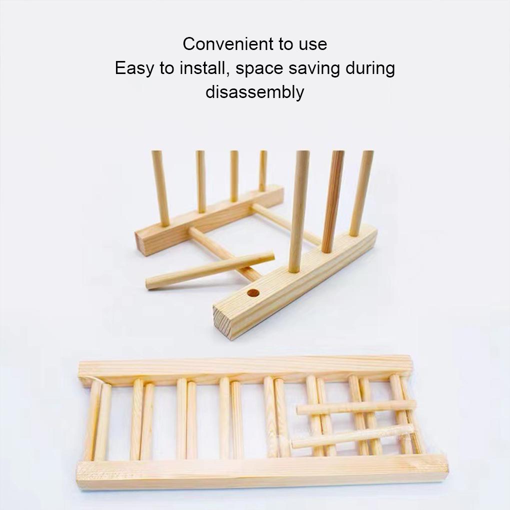 Multi-functional Wooden Dish Drain Rack Space-saving Kitchen Organizer Shelf Kitchen Pot Lid Holder