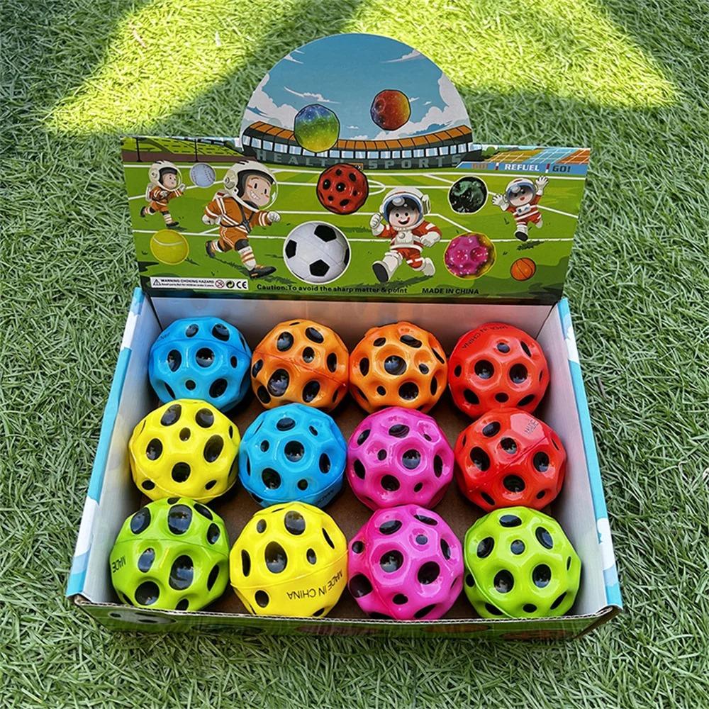 Moon Bouncy Ball for Kids - High Bouncing Space Ball, Easy Grip Stress Relief Toy, Outdoor Fun Party Gift