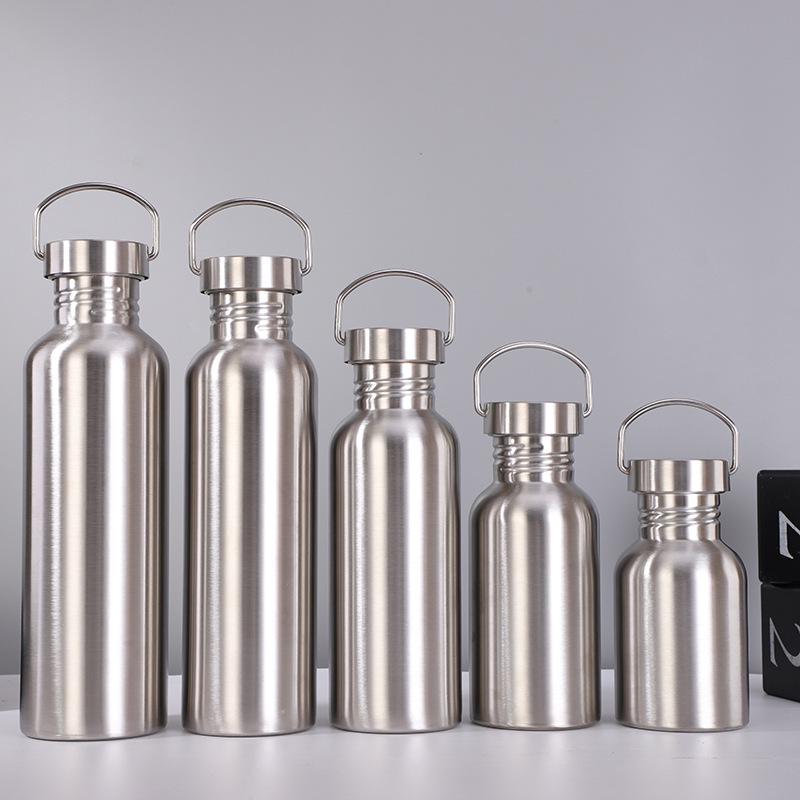 304 American Large Mouth Stainless Steel Sports Water Bottle, Large Capacity, Single Layer, Outdoor Portable Flask