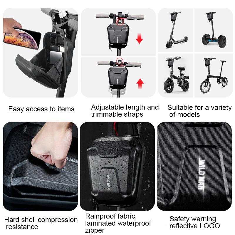 Electric Scooter Bag EVA Hard Shell Storage Car Head Bag Electric Folding Bicycle Handle Bag Balance Bike Front Bag