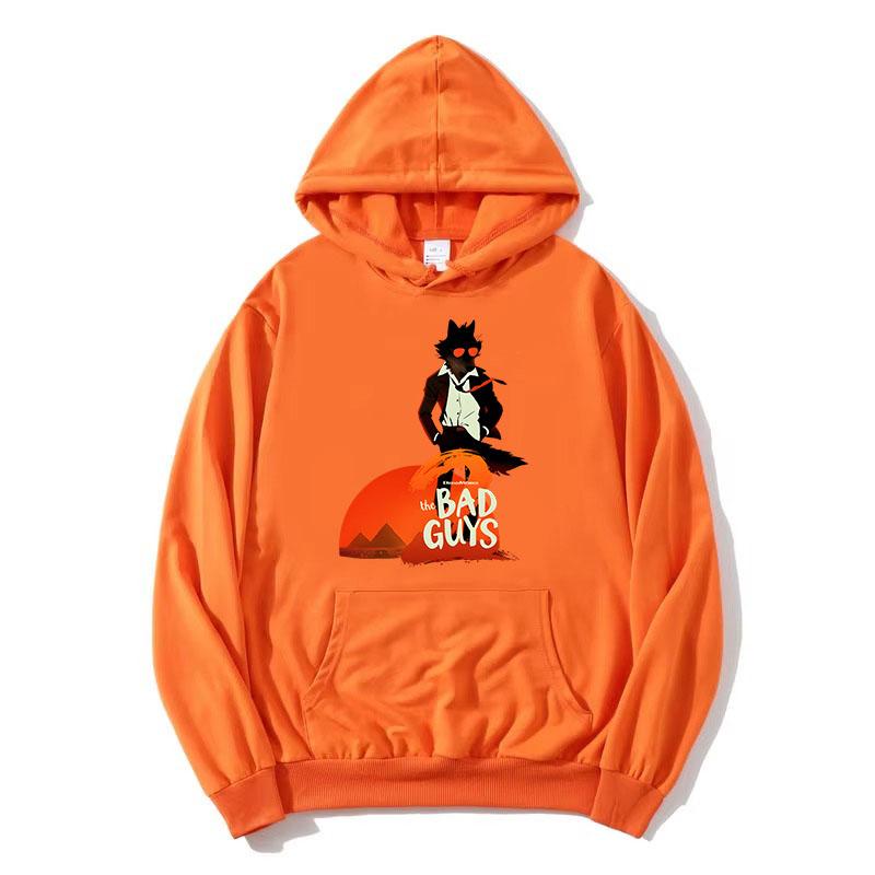 

Autumn Winter Warm Fleece Hoodies The Bad Guys 2 3D Movie Graphic Sweatshirt Long Sleeve Film Printing Pullovers Women Clothing XS помаранчевий