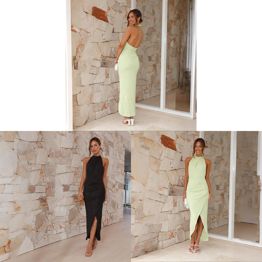 Elegant Sleeveless High Waist Polyester Bodycon Dress For Spring Summer Womens Fashion