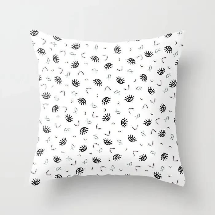 Hot Pink Roses Swan Feathers Geometric Cushion Cover Modern Fashion Nordic Simple Pillowcase Home Decor Sofa Throw Pillows Cover